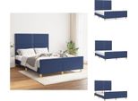 Vidaxl Struttura Letto Con Testiera In Tessuto Blu 140X190 Cm - Letti E Strutture Letto
