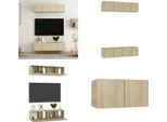 Vidaxl Mobili Tv 4 Pezzi Rovere Sonoma 60X30X30 Cm Materiale A Base Di Legno - Mobile Tv - Mobili Tv - Mobile Hifi - Mobili Hifi