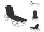 Vidaxl Lettino Da Sole In Alluminio E Textilene Nero - Lettini Da Sole