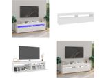 Vidaxl Mobili Tv 2 Pz. Con Luci Led Bianco Lucido 75X35X40 Cm - Mobile Tv - Mobili Tv - Mobili Tv - Porta Tv
