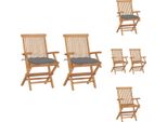 Vidaxl Sedie Da Giardino Con Cuscini Grigi 2 Pz. Legno Massiccio Teak - Sedie Da Giardino