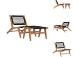 Vidaxl Lettino Con Poggiapiedi In Legno Massiccio Di Teak E Corda - Lettini Prendisole