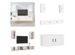 Vidaxl Set Di Mobili Tv 6 Pezzi In Legno Bianco - Set Di Mobili Tv - Set Di Mobili Tv - Parete Attrezzata - Parete Attrezzata