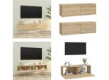 Vidaxl Mobili Tv A Parete 2 Pezzi Rovere Sonoma 100X30X30 Cm Materiale A Base Di Legno - Mobile Tv A Parete - Mobili Tv A Parete - Mobile Tv - Mobili Tv