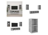 Vidaxl Mobili Tv A Parete 4 Pz. Materiale A Base Di Legno Grigio Cemento - Mobile Tv - Mobili Tv - Mobile Tv Sospeso - Mobili Tv Sospesi