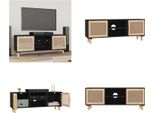 Mobile Tv Vidaxl Nero 105X30X40 Cm In Legno Massiccio Di Pino Naturale Rattan - Mobile Tv - Mobile Tv - Mobile Tv - Porta Tv