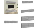Vidaxl Set Di Mobili Tv 4 Pezzi In Legno Grigio Sonoma - Set Di Mobili Tv - Set Di Mobili Tv - Parete Attrezzata - Parete Attrezzata