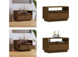 Vidaxl Mobile Tv Marrone Miele 60X35X37 Cm In Legno Di Pino Massiccio - Mobile Tv - Mobile Tv - Mobile Tv - Mobile Basso - Mobile Stereo