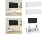 Vidaxl Mobili Da Parete Per Tv 2 Pz. Bianco 100X30X30 Cm Materiale A Base Di Legno - Mobile Tv A Parete - Mobile Tv A Parete - Mobile Tv - Mobili Tv