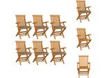 Vidaxl Sedie Da Giardino Con Cuscini Grigi 6 Pz. Legno Massiccio Teak - Sedie Da Giardino