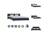 Vidaxl Struttura Letto Con Led In Pelle Finta Nera 180X200 Cm - Letti E Strutture Letto