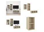 Vidaxl Set Di Mobili Tv 3 Pezzi In Legno Di Quercia Sonoma - Set Di Mobili Tv - Set Di Mobili Tv - Set Di Mobili Tv Sospesi - Set Di Mobili Tv Sospesi