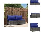 Vidaxl Divani Da Giardino Con Cuscini 2 Pz. Poli Rattan Grigio - Divani Da Giardino