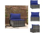 Vidaxl Divano Da Centro Giardino Con Cuscini In Poly Rattan Grigio - Divani Da Giardino