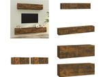 Vidaxl Set Di Mobili Tv 4 Pezzi In Legno Di Quercia Fumé - Set Di Mobili Tv - Set Di Mobili Tv - Parete Attrezzata - Parete Attrezzata