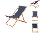 Vidaxl Sedia Da Spiaggia Pieghevole In Tessuto E Struttura In Legno Blu - Sedie Da Giardino