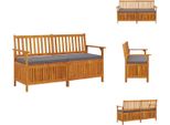 Vidaxl Panca Con Cuscino 148 Cm In Legno Massiccio Di Acacia - Panche Da Giardino