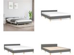 Vidaxl Struttura Letto Con Testiera In Tessuto Grigio Scuro 140X190 Cm - Struttura Letto Con Testiera - Struttura Letto Con Testiera - Telaio Letto - Letto Con Testiera