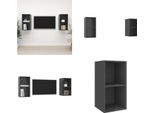 Vidaxl Mobili Tv A Parete 2 Pz. Materiale A Base Di Legno Grigio Lucido - Mobile Tv - Mobiletti Tv - Mobiletti Tv Sospesi - Mobiletti Tv Sospesi