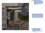 Vidaxl Tenda Da Sole Automatica Con Tenda A Rullo Led Sensore Vento 4,5X3 M Blu Bianco - Tende Da Sole