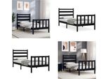 Vidaxl Letto In Legno Massiccio Con Testiera Nera - Struttura Del Letto - Cornici Del Letto - Struttura Del Letto - Letto