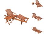 Vidaxl Lettino Con Tavolo In Legno Massiccio Di Acacia - Lettini Prendisole