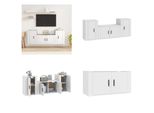Vidaxl Set Di Mobili Tv 3 Pezzi In Legno Bianco - Set Di Mobili Tv - Set Di Mobili Tv - Parete Attrezzata - Parete Attrezzata