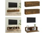 Vidaxl Mobili Tv A Parete 2 Pz. Rovere Affumicato 100X30X30 Cm Materiale A Base Di Legno - Pensile Tv - Pensili Tv - Mobile Tv - Mobili Tv