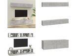 Vidaxl Mobili Da Parete Per Tv 4 Pz. Grigio Cemento 100X30X30 Cm - Mobile Tv A Parete - Mobili Tv A Parete - Mobile Tv - Mobili Tv