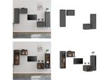 Vidaxl Mobili Tv 4 Pz. Pino Massiccio Grigio - Mobile Tv - Mobili Tv - Mobile Tv In Legno - Mobile A Muro
