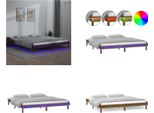 Vidaxl Letto In Legno Massiccio Con Illuminazione A Led Marrone Miele 200X200 Cm - Struttura Del Letto - Cornici Del Letto - Struttura Del Letto - Letto Della Camera Da Letto