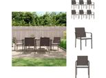 Vidaxl Sedie Da Giardino Con Cuscini 6 Pz. Marrone 56X59X84 Cm Poly Rattan - Sedie Da Giardino