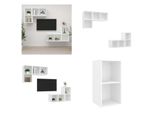 Vidaxl Mobili Tv A Parete 4 Pz. Legno Ingegnerizzato Bianco - Mobile Tv - Mobiletti Tv - Mobile Tv Sospeso - Mobiletti Tv Sospesi