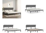 Vidaxl Letto In Legno Massiccio Grigio 200X200 Cm - Struttura Letto - Letto - Letto In Legno