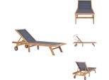 Vidaxl Lettino Pieghevole Con Rotelle In Legno Massiccio Di Teak E Textilene - Lettini Prendisole
