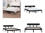Vidaxl Letto In Legno Massiccio Di Pino Nero 135X190 Cm - Struttura Letto - Letto - Struttura Letto In Legno
