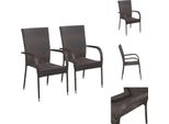 Vidaxl Sedie Da Giardino Impilabili 2 Pz. Poly Rattan Brown - Sedie Da Giardino