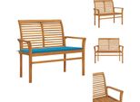 Vidaxl Panchina Da Giardino Con Cuscino Blu 112 Cm In Legno Massiccio Di Teak - Panchine Da Giardino