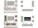 Vidaxl Set Di Mobili Tv 5 Pezzi In Legno Grigio Cemento - Set Di Mobili Tv - Set Di Mobili Tv - Parete Attrezzata - Parete Attrezzata