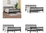 Vidaxl Letto In Legno Massiccio Nero 200X200 Cm - Struttura Letto - Letto - Struttura Letto In Legno Massiccio