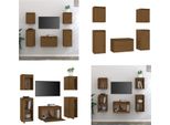 Vidaxl Mobili Tv 5 Pz. Pino Massiccio Marrone Miele - Mobile Tv - Mobili Tv - Mobile Tv In Legno - Mobili Tv
