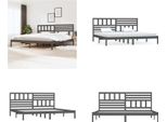 Vidaxl Letto In Legno Massiccio Pino Grigio 200X200 Cm - Struttura Letto - Letto - Letto - Letto In Legno Massiccio