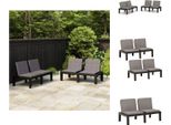 Vidaxl Panche Da Giardino Con Cuscini 2 Pz. Plastica Grigia - Panchine Da Giardino