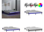 Vidaxl Letto In Legno Massiccio Con Led Grigio 120X190 Cm - Struttura Letto - Cornici Letto - Struttura Letto - Letto Camera Da Letto
