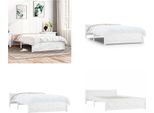 Vidaxl Letto In Legno Massiccio Bianco 135X190 Cm - Struttura Letto - Letto - Struttura Letto In Legno