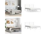 Vidaxl Struttura Letto Con Testata In Metallo Bianco 120X190 Cm - Struttura Letto - Cornici Letto - Struttura Letto - Letto
