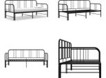 Vidaxl Divano Letto Allungabile In Metallo Nero 90X200 Cm - Divano Letto - Divani Letto - Divano Letto Allungabile - Divano Letto Allungabile