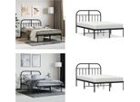 Vidaxl Struttura Letto Con Testiera In Metallo Nero 120X190 Cm - Struttura Letto - Cornici Letto - Struttura Letto - Letto