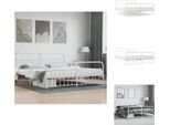 Vidaxl Struttura Letto Con Testiera E Pediera In Metallo Bianco 200X200 Cm - Letti E Strutture Letto