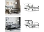Vidaxl Giroletto Con Testiera E Pediera In Metallo Nero 140X190 Cm - Giroletto - Cornici Per Letti - Giroletto - Letto